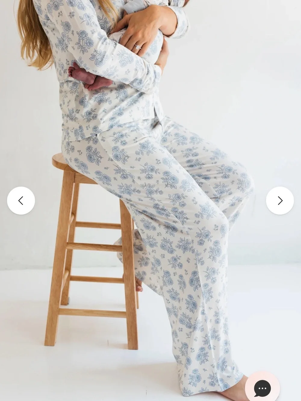 Lauren Ralph Lauren White Pajama Set with Blue Floral Print
